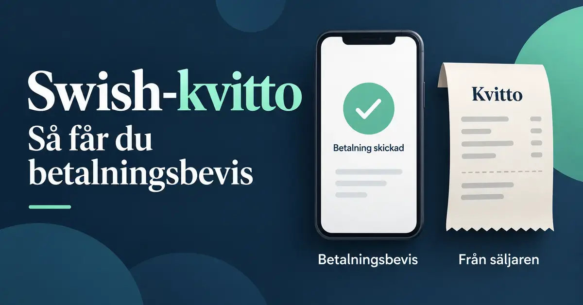 Illustration som visar skillnaden mellan ett betalningsbevis för en Swish-överföring i mobilen och ett kvitto från säljaren.